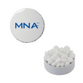 Small White Snap-Top Mint Tin Filled w/ Sugar Free Mints